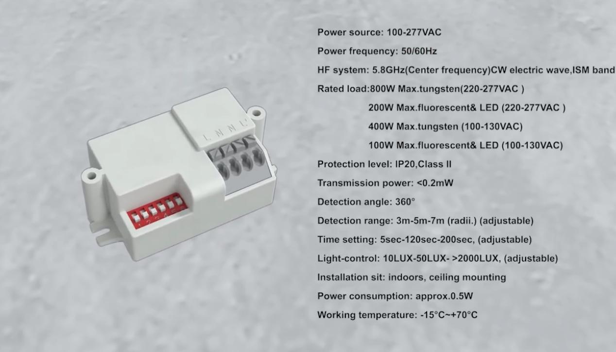 PDLUX го лансира PD-MV1031-5,8GHz 360 ° сензор за движење на микробранови за паметно осветлување и безбедност