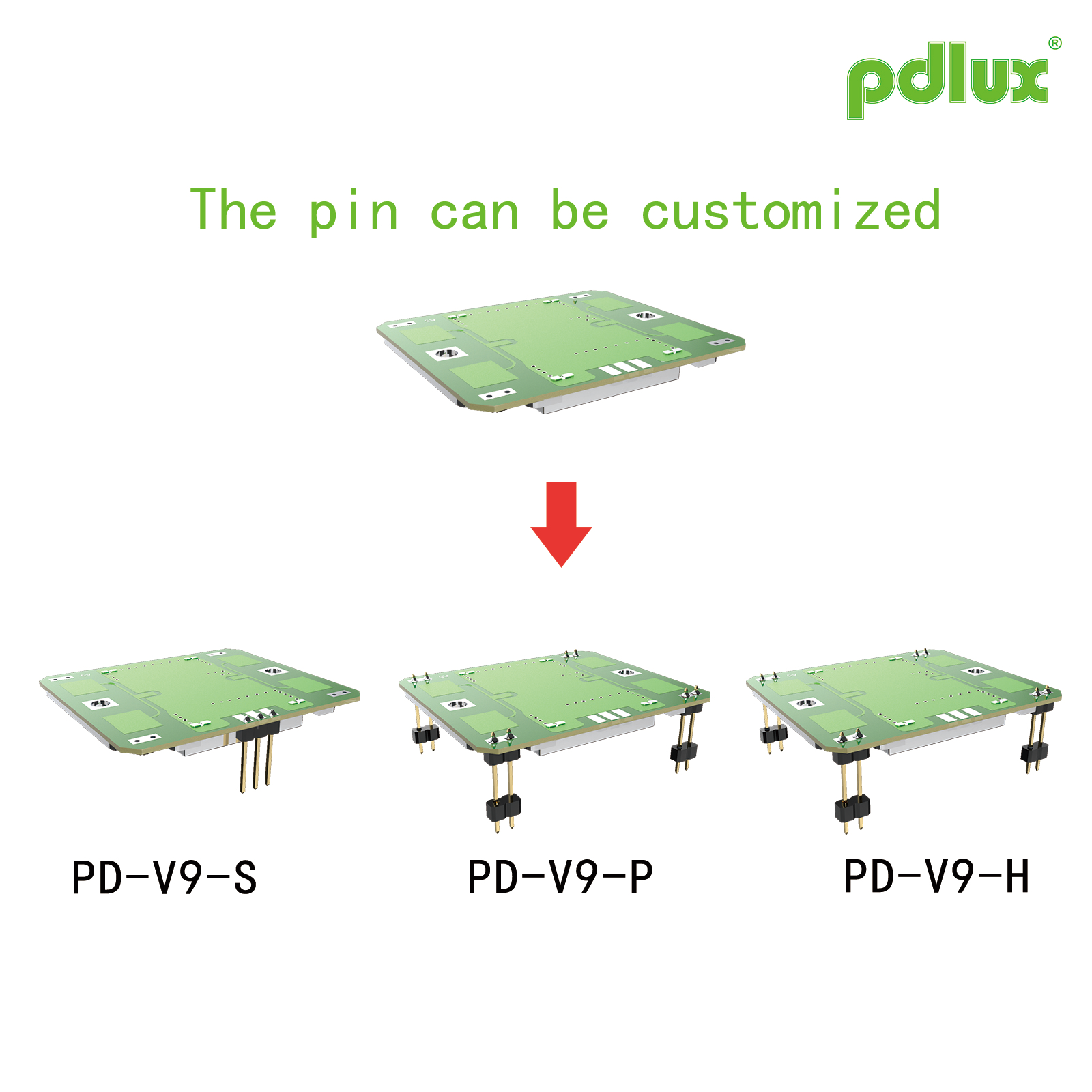 PDLUX нуди надградени PD-V9H/PD-V9P/PD-V9S X-Band Doppler Sensing модули, приспособена верзија без пинови по избор